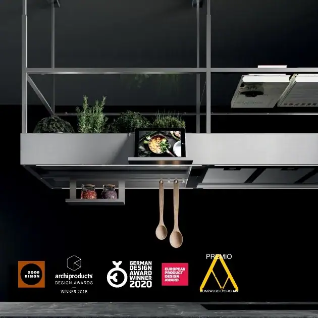Falmec hood with its design award marks