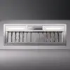 Falmec hood Built-In Plus Pro 80 Inox studio front view with control panel and baffle filter array