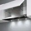 Falmec MOVE 90 Black built-in hood with Scotch-brite stainless steel and black tempered glass front