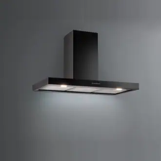 Falmec hood Plane Wall 90 Black front view, perimeter suction panel with LED illumination