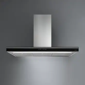 Falmec Hood Luce Wall 90 Black with stainless steel canopy and black tempered glass touch panel