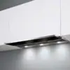 Falmec MOVE 120 Black built-in hood with Scotch-brite stainless steel and black tempered glass front