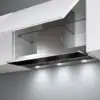 Falmec MOVE 120 Black built-in hood with Scotch-brite stainless steel and black tempered glass front