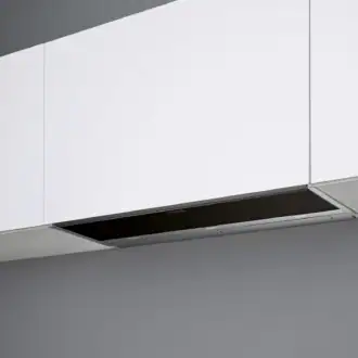 Falmec MOVE 60 Black built-in hood with Scotch-brite stainless steel and black tempered glass front