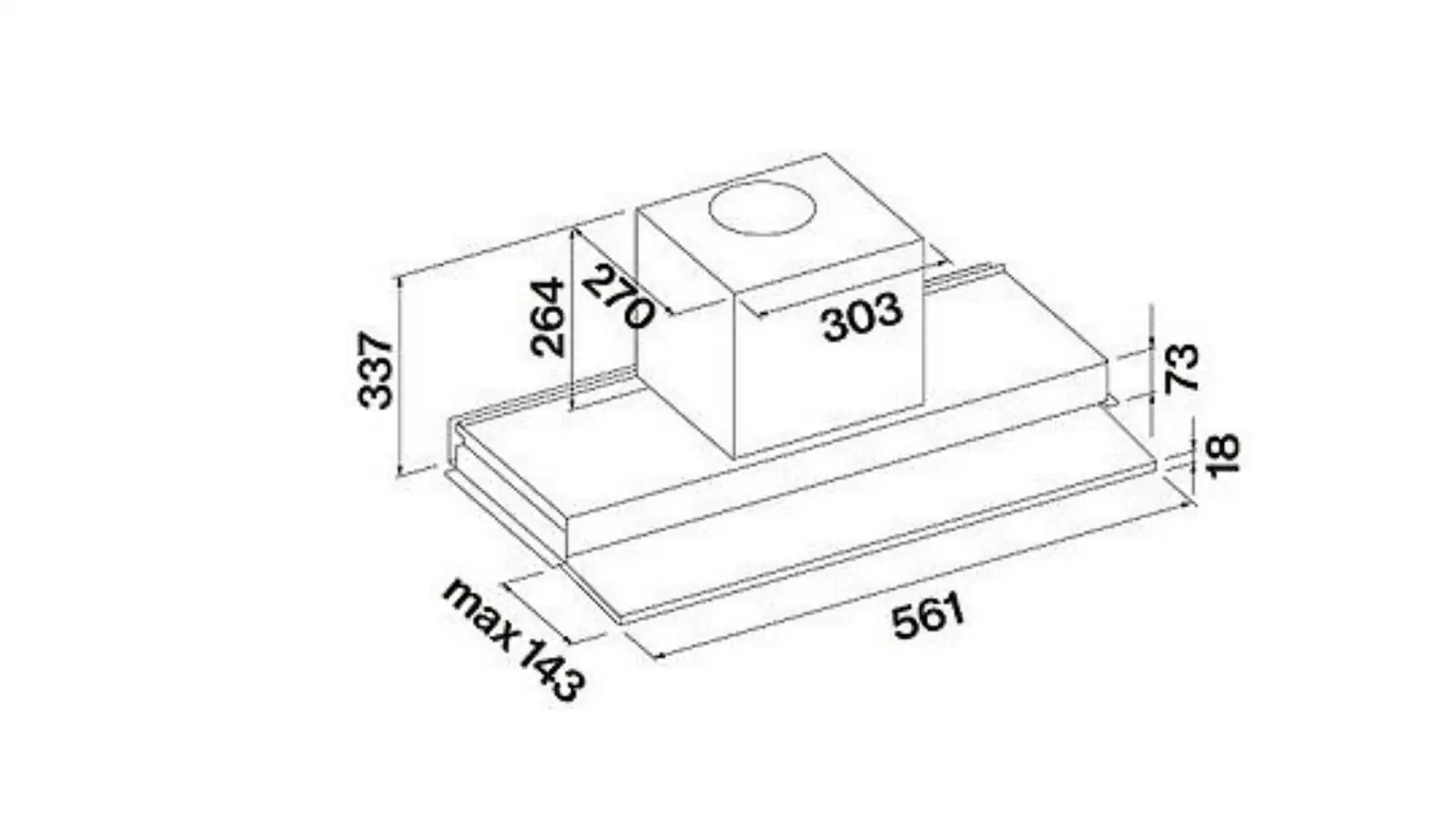 Falmec MOVE 60 technical drawing — dimensions in mm