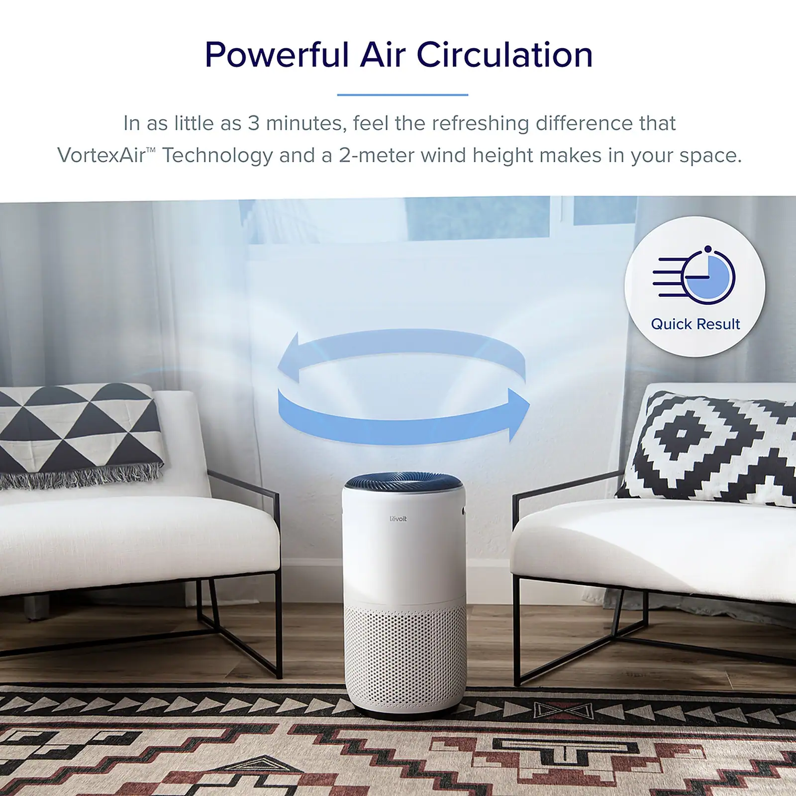 Levoit air purifier Core 400S VortexAir powerful air circulation with 2-meter wind height