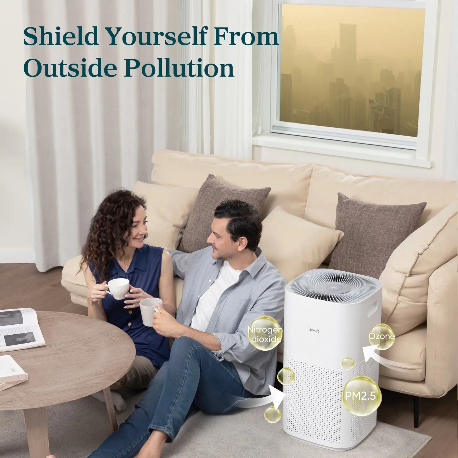 Levoit air purifier Core 600S shields large room from outside pollution