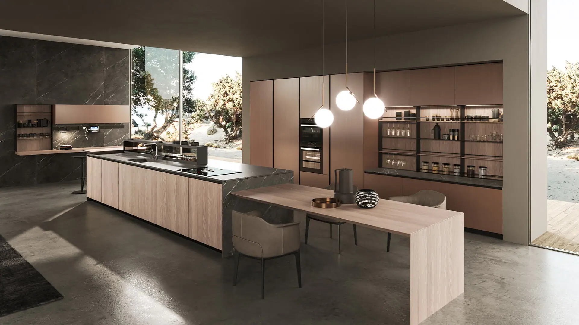 DayBox modular elements between kitchen and living area