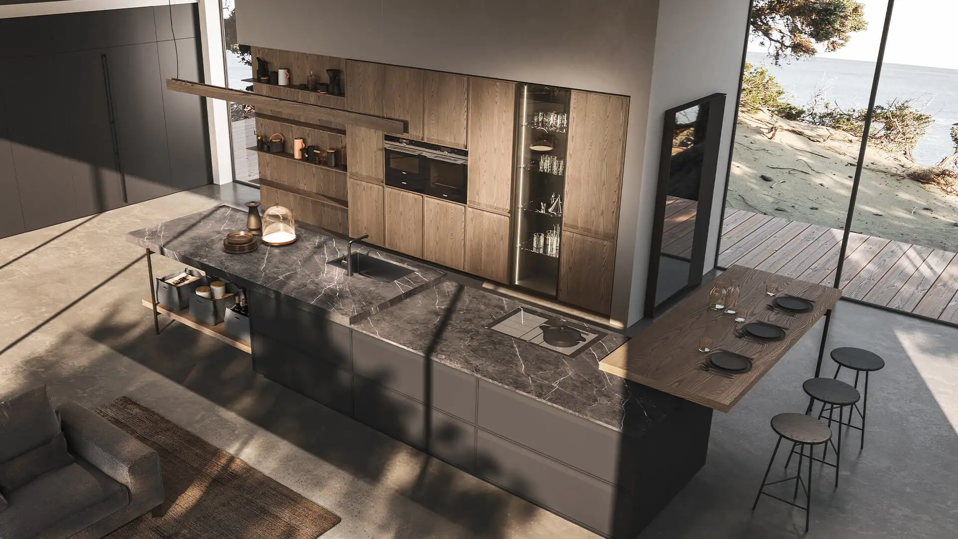 Ak_07 kitchen with frame profile doors and chamfered handle