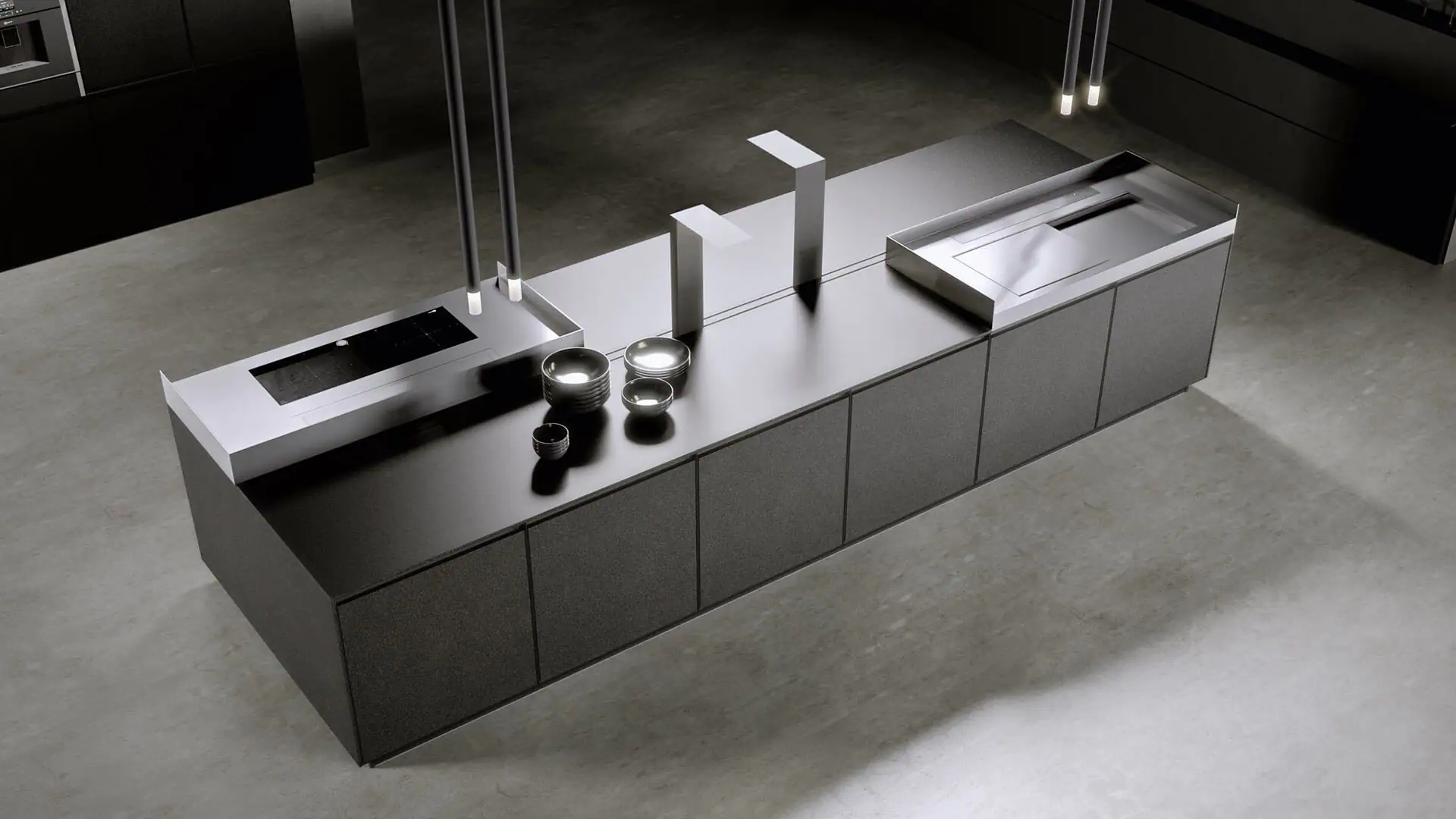 Focus On sliding LED lamp over worktop