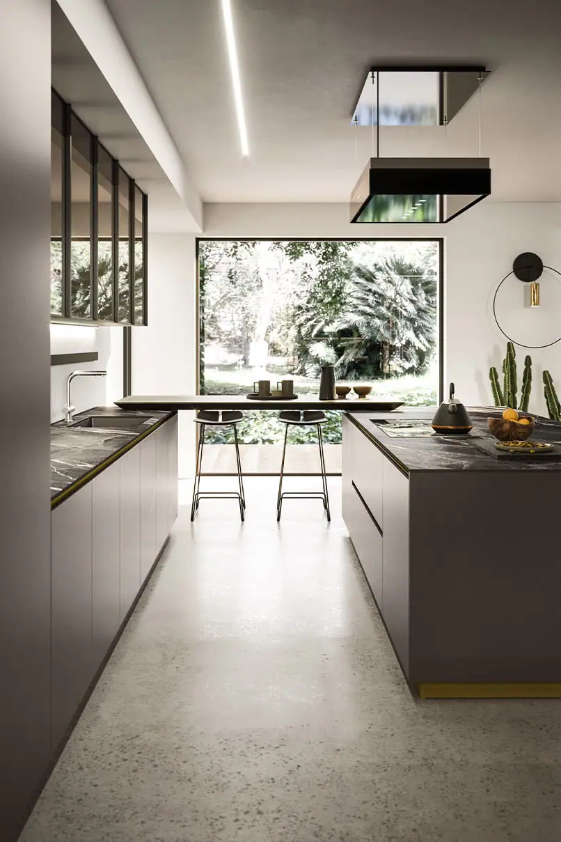 Alu_Snack countertop in black anodised aluminium