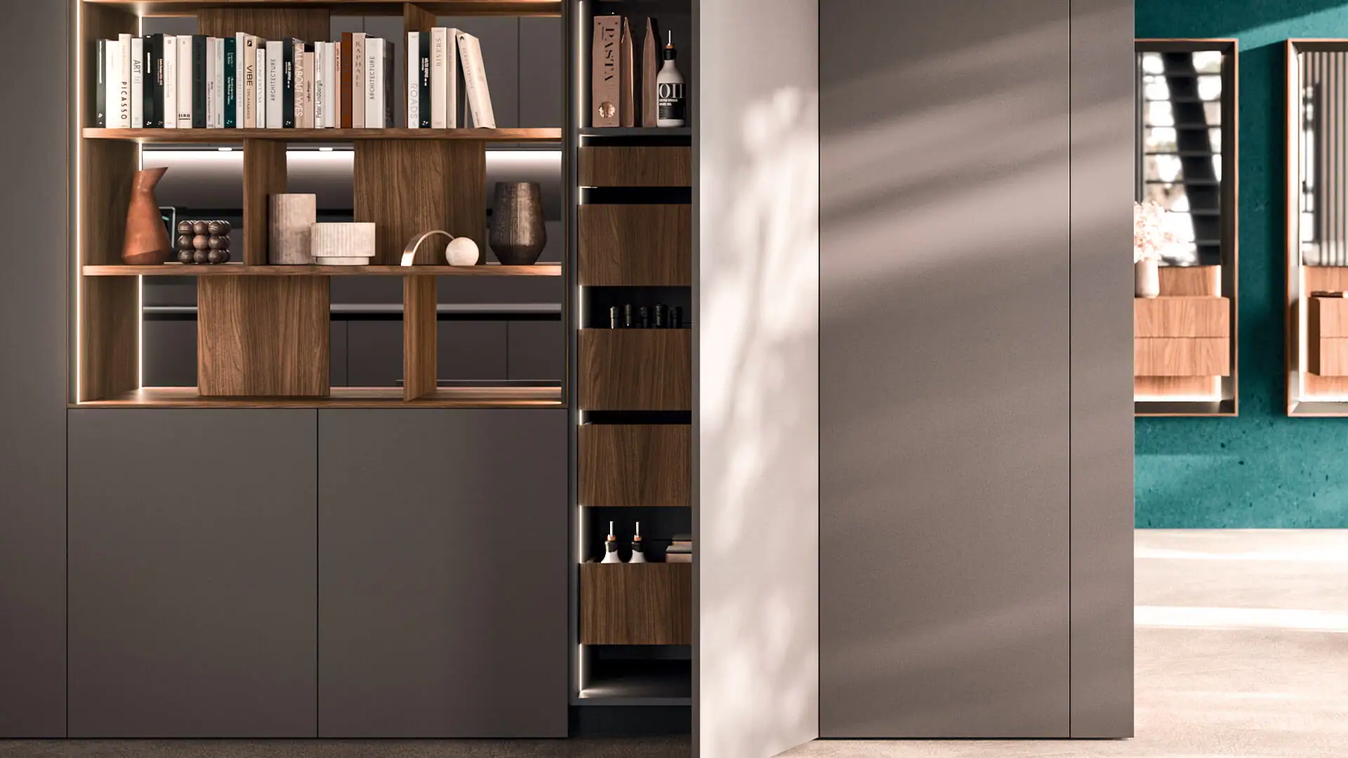 Divider System bookshelf partition with LED lighting