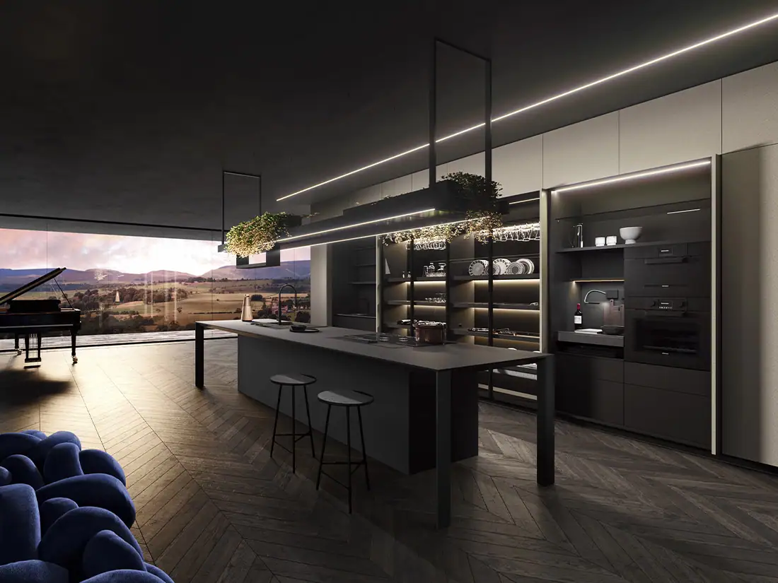Nautila luxury kitchen with modern peninsula