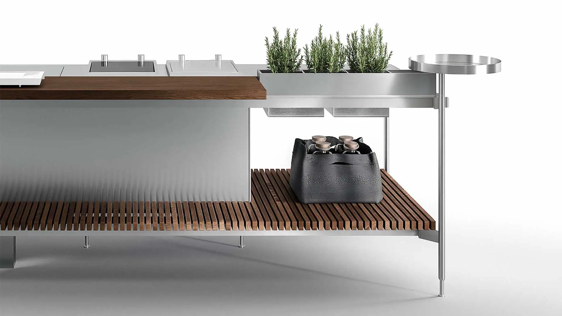 Solaria outdoor kitchen detail in AISI 316 stainless steel