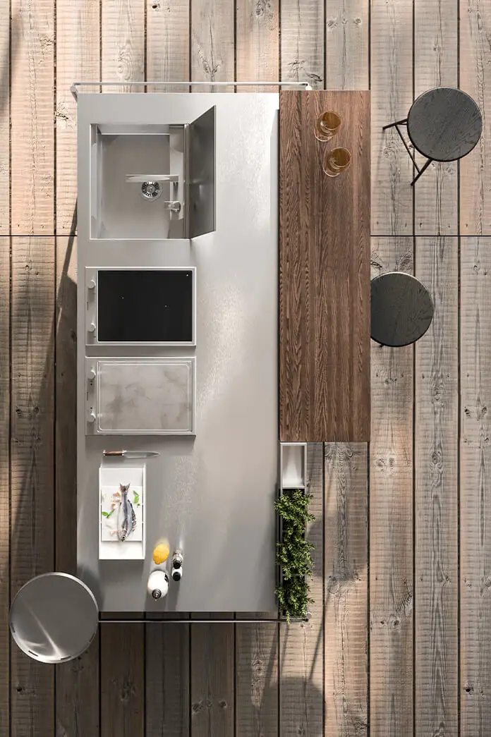 Solaria raised snack counter in ash wood
