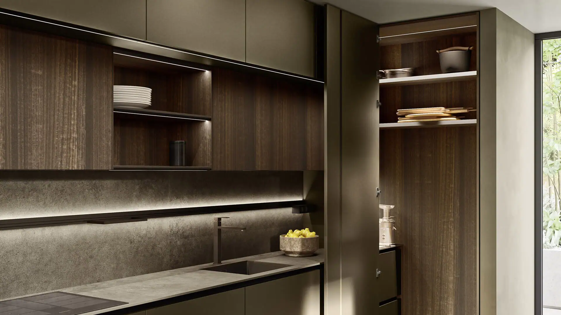 Walk-in corner pantry