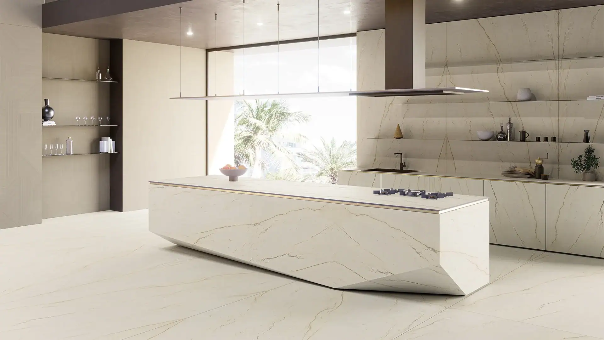 Seamless porcelain countertop kitchen