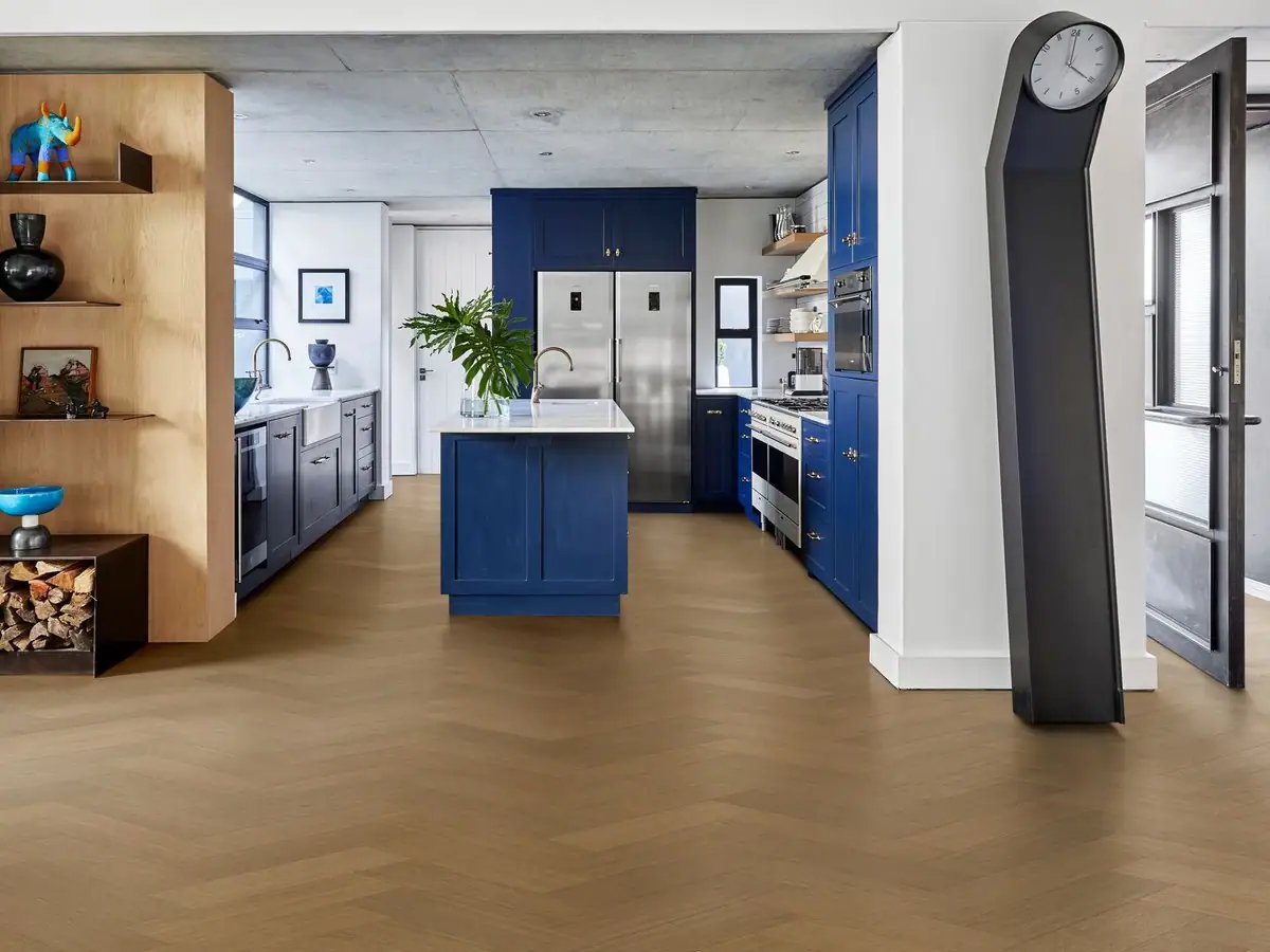 Kährs herringbone flooring in a kitchen