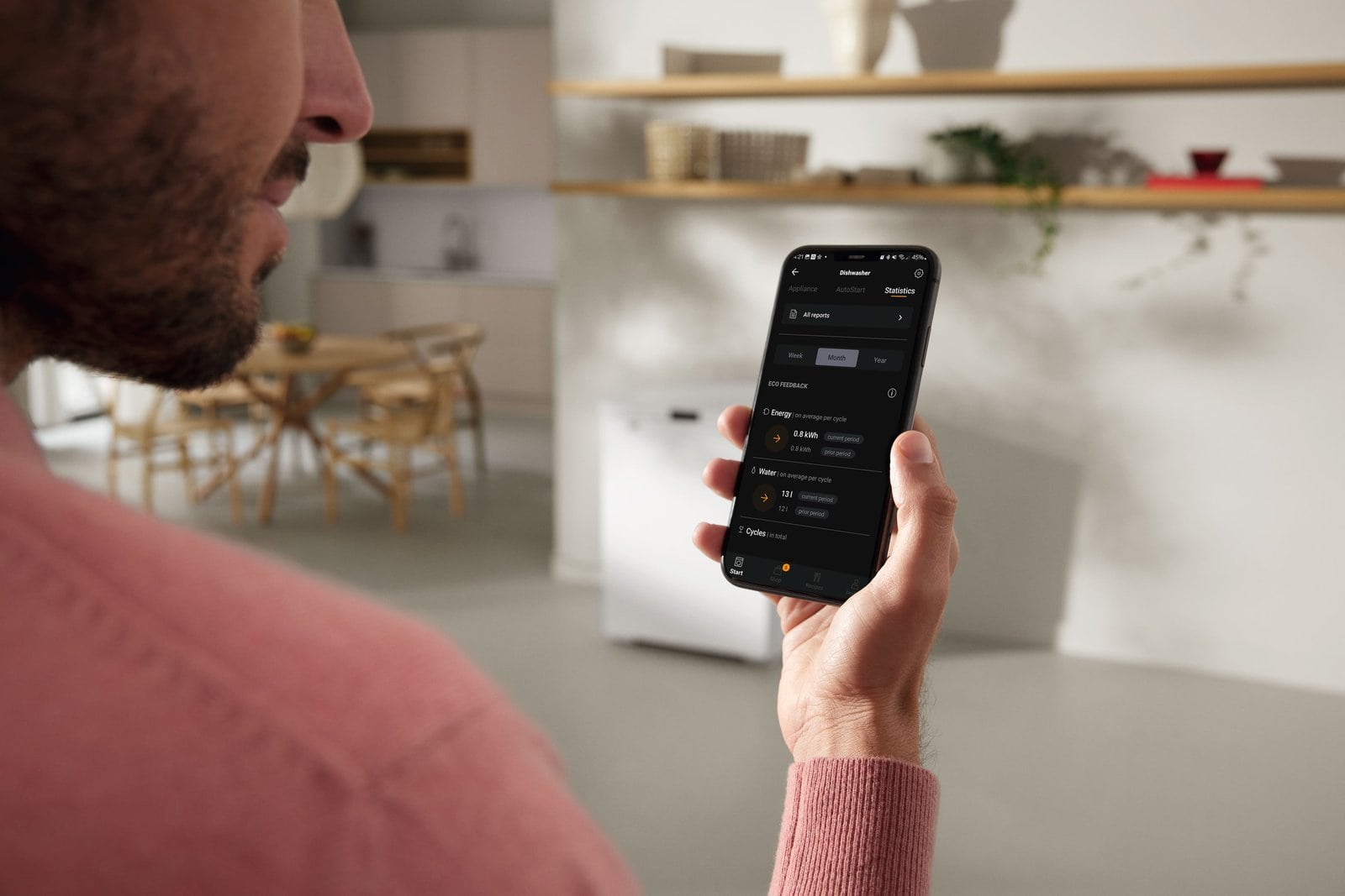 Miele app open on a phone, controlling a cooling appliance