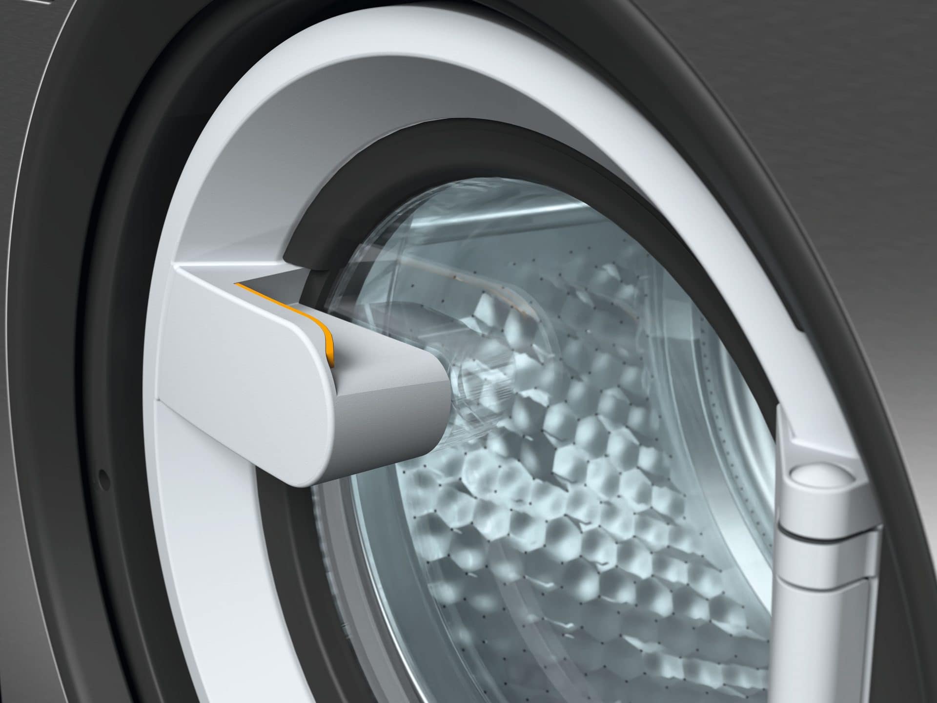 Miele Professional Benchmark washing machine drum with one-finger-touch door