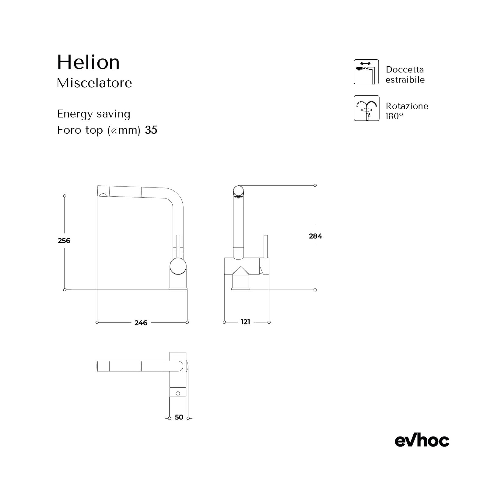 Evhoc Helion Kitchen Faucet Drawing