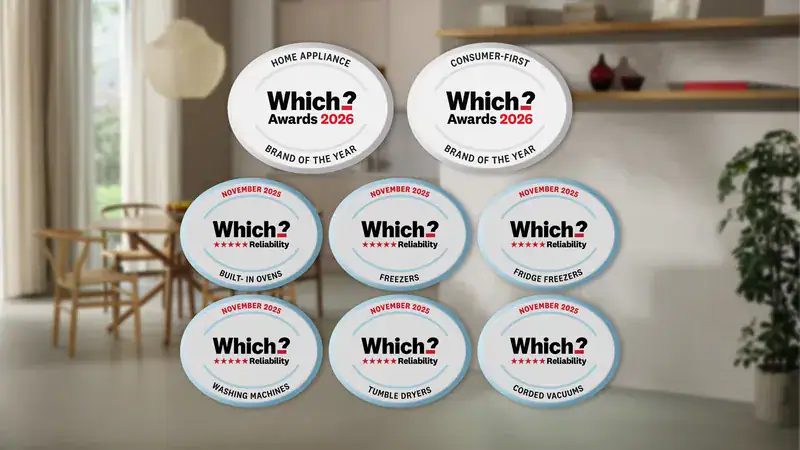 Which? Awards 2026 and Which? reliability badges won by Miele